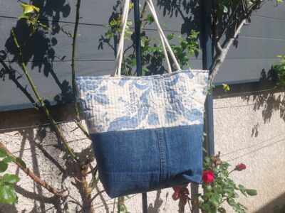 Cabas toile de Jouy & jean