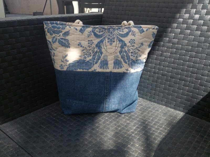 Cabas toile de Jouy & jean