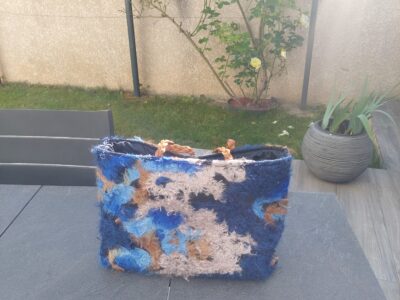 Sac cabas bleu chine upcyclé