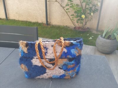 Sac cabas bleu chine upcyclé