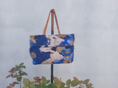 Sac cabas bleu chine upcyclé