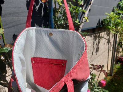Sac Cabas Bicolore Rouge et Blanc en Jean