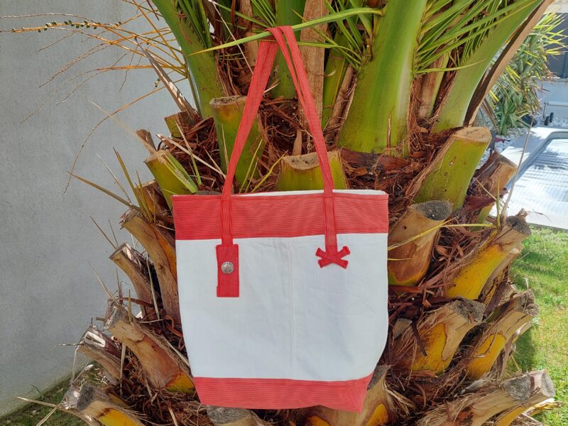 Sac Cabas Bicolore Rouge et Blanc en Jean
