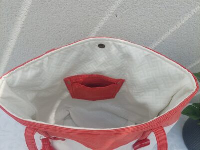 Sac Cabas Bicolore Rouge et Blanc en Jean