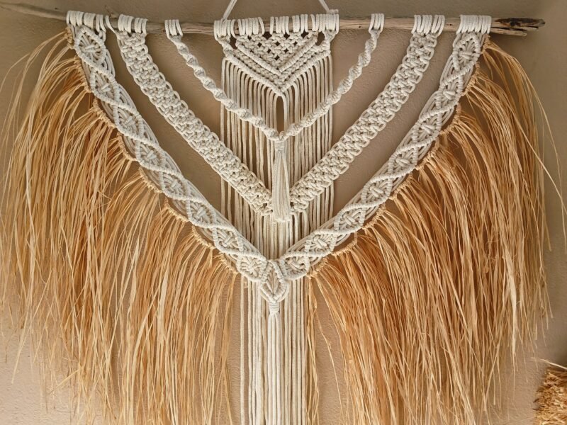 Tenture murale en macramé