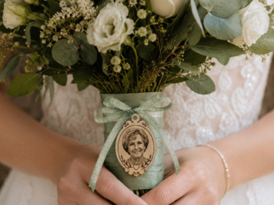 Broche et médaillon de bouquet
