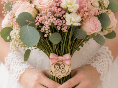 Broche et médaillon de bouquet