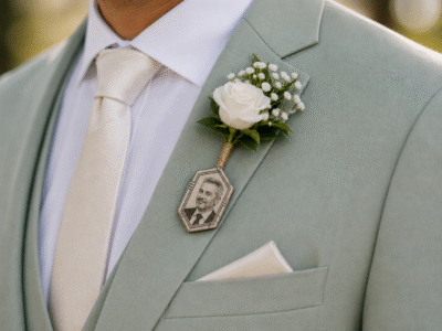 Broche et médaillon de bouquet