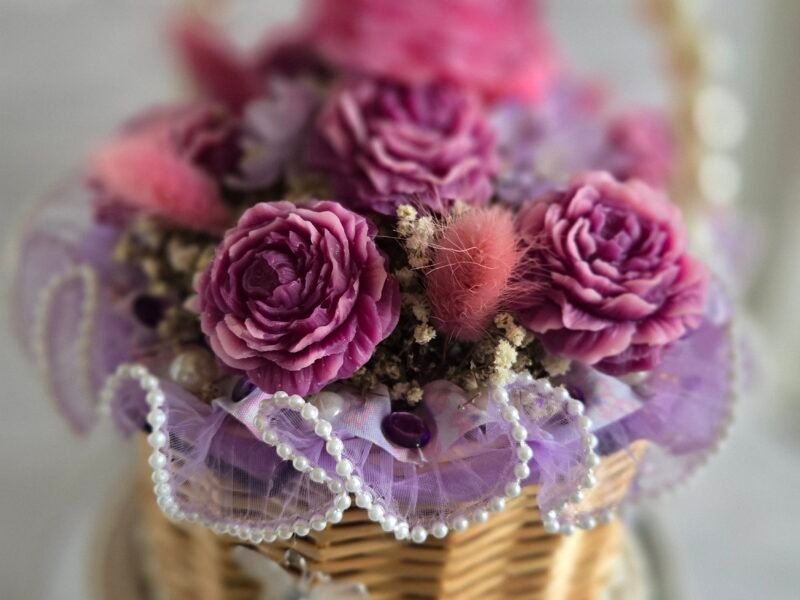 Bouquet éternel de bougies/fondants parfumés en cire végétale et parfum de Grasse