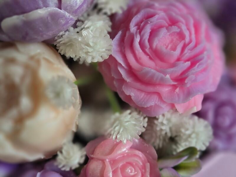 Bouquet éternel de bougies/fondants parfumés en cire végétale et parfum de Grasse