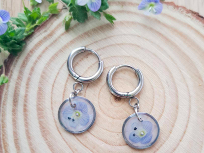 Bracelet, collier et boucles d'oreilles fleurs de Veronica liwanensis – Bijou fleuri fait main