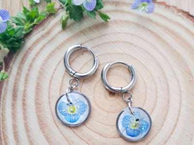 Bracelet, collier et boucles d'oreilles fleurs de Veronica liwanensis – Bijou fleuri fait main