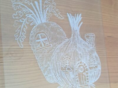 Gravure sur verre et bois