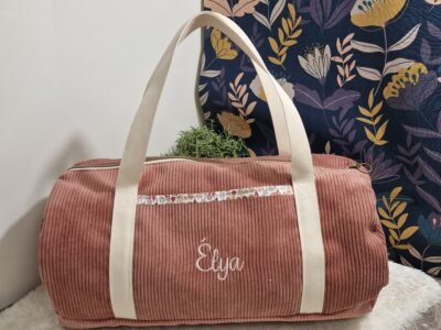 Sac Bowling personnalisé en velours – sac enfant / sac week-end / sac de sport – cadeau naissance ou anniversaire – fait main en Franc