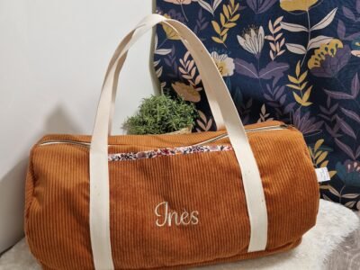 Sac Bowling personnalisé en velours – sac enfant / sac week-end / sac de sport – cadeau naissance ou anniversaire – fait main en Franc