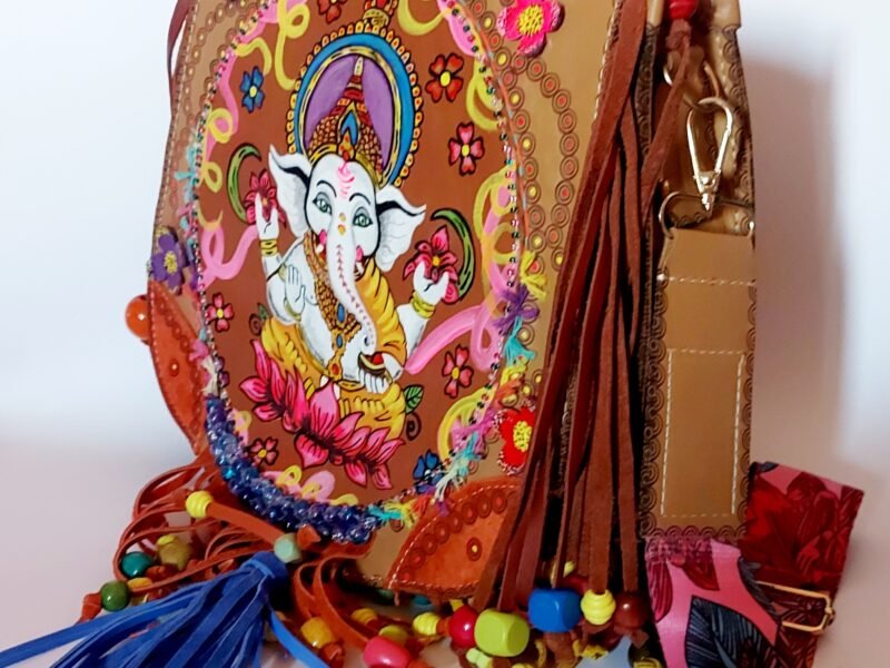 Sac besace en cuir à bandoulière Ganesh