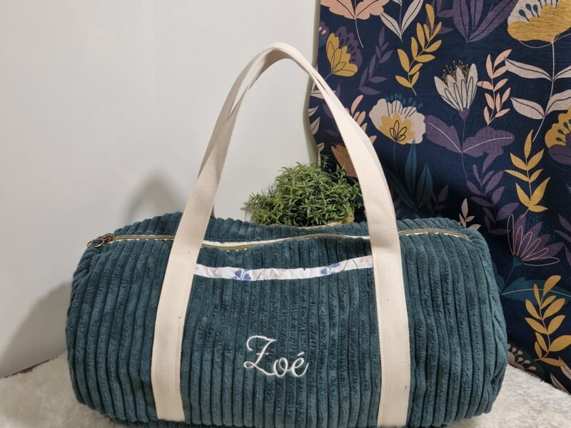 Sac Bowling personnalisé en velours – sac enfant / sac week-end / sac de sport – cadeau naissance ou anniversaire – fait main en Franc