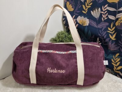 Sac Bowling personnalisé en velours – sac enfant / sac week-end / sac de sport – cadeau naissance ou anniversaire – fait main en Franc