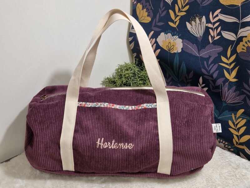 Sac Bowling personnalisé en velours – sac enfant / sac week-end / sac de sport – cadeau naissance ou anniversaire – fait main en Franc