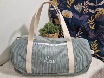 Sac Bowling personnalisé en velours – sac enfant / sac week-end / sac de sport – cadeau naissance ou anniversaire – fait main en Franc