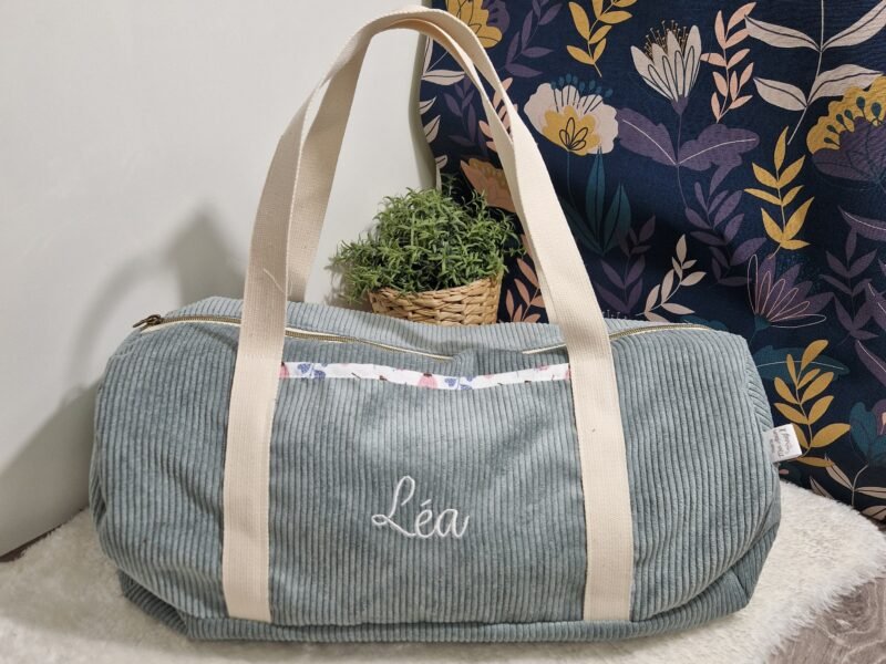 Sac Bowling personnalisé en velours – sac enfant / sac week-end / sac de sport – cadeau naissance ou anniversaire – fait main en Franc