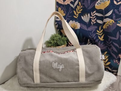 Sac Bowling personnalisé en velours – sac enfant / sac week-end / sac de sport – cadeau naissance ou anniversaire – fait main en Franc