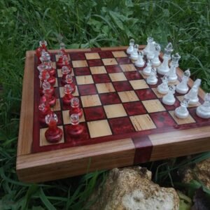 Echiquier bois noble et epoxy nacré