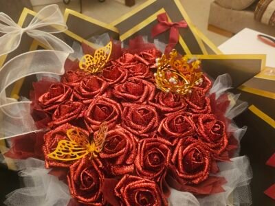 Bouquet rose pailletée