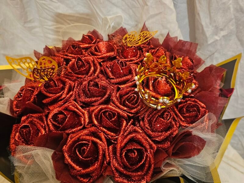 Bouquet rose pailletée