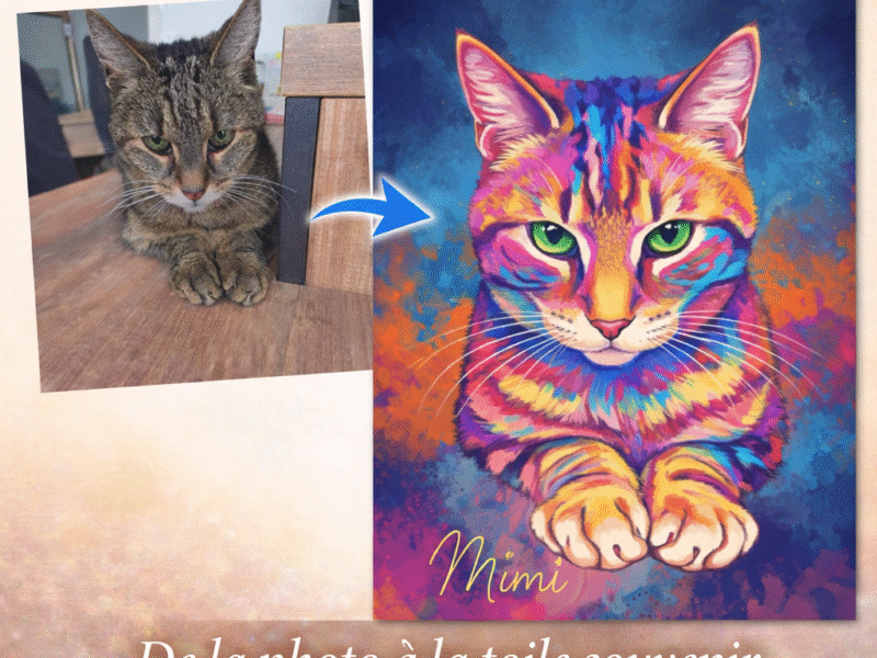 Toiles souvenirs personnalisées – Portraits d’animaux à partir de vos photos