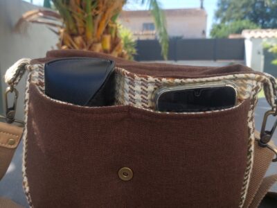 Besace Tweed Pied-de-Poule Brun & Chocolat