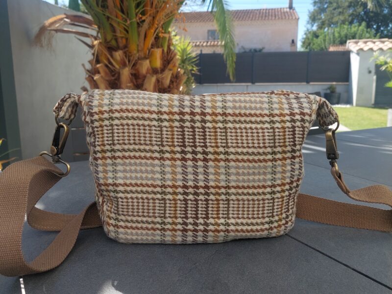 Besace Tweed Pied-de-Poule Brun & Chocolat