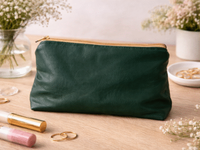 Pochette Fleur de Forêt en Simili Cuir Vert