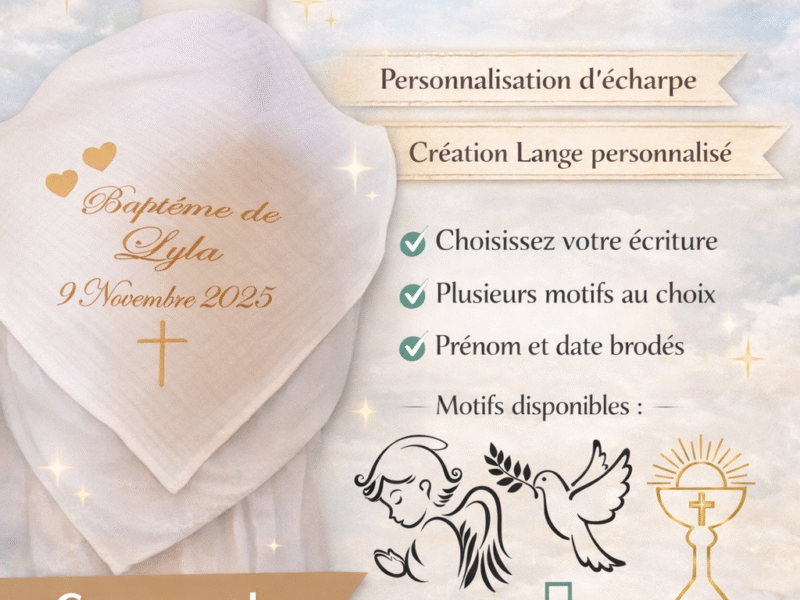 langes et écharpes baptême personnalisé