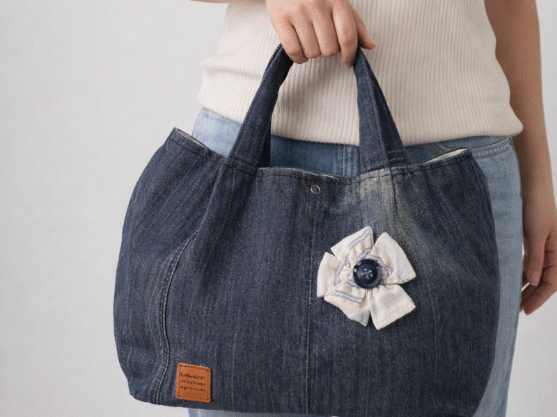 Sac porté main en jean upcyclé