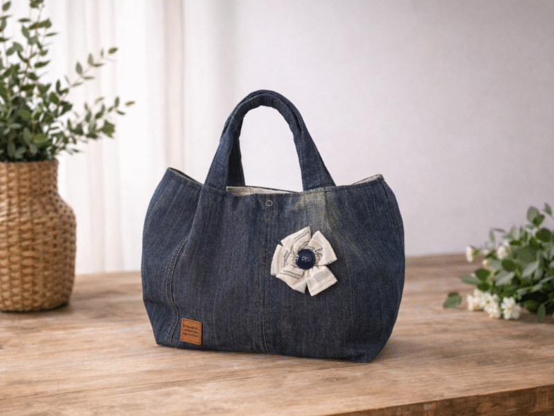Sac porté main en jean upcyclé