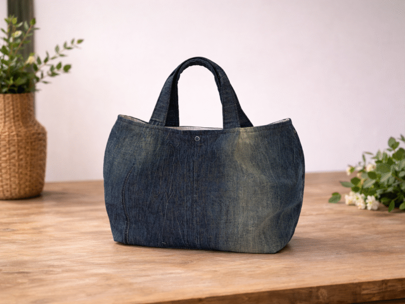 Sac porté main en jean upcyclé