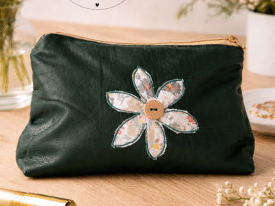 Pochette Fleur de Forêt en Simili Cuir Vert
