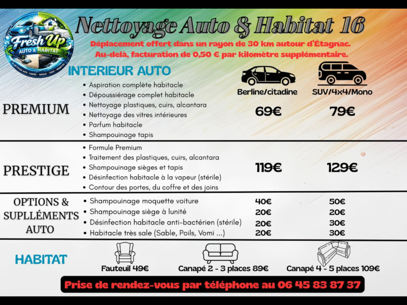 FreshUp Nettoyage auto et habitat