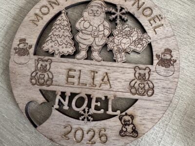 🎄 Boule de Noël personnalisée en bois – « Mon Premier Noël » 🎄 création artisanale (3,50€) hors taxes