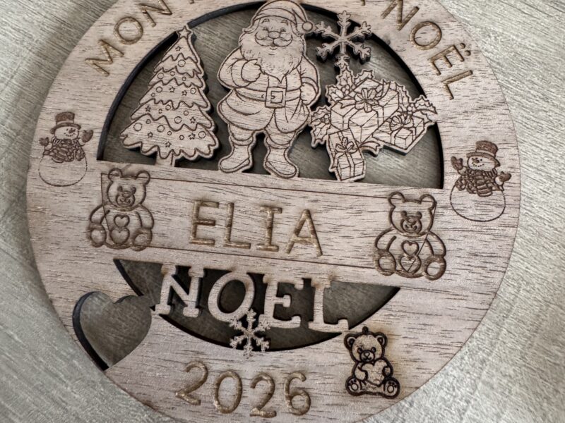 🎄 Boule de Noël personnalisée en bois – « Mon Premier Noël » 🎄 création artisanale (3,50€) hors taxes