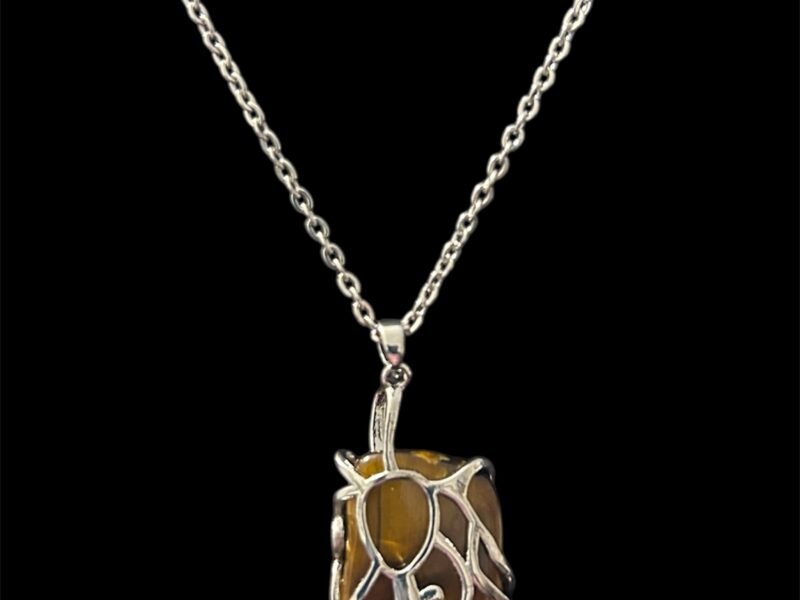 Collier véritable pierre œil de tigre