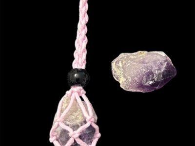 Collier cordons avec améthyste brut