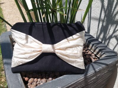 Pochette sac Jean Noir & Nœud Satin Crème