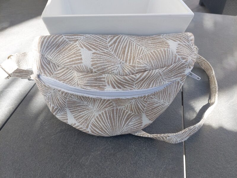 Sac banane Tissu Éventail Beige & Blanc