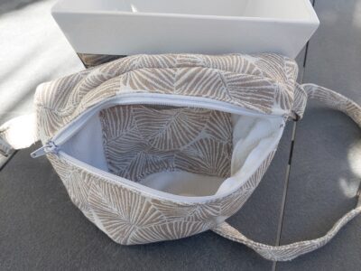 Sac banane Tissu Éventail Beige & Blanc