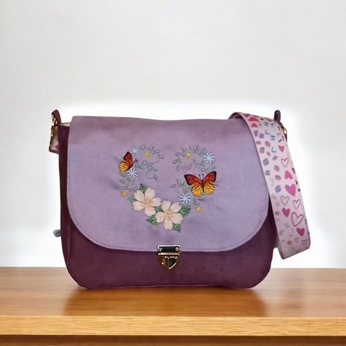 Sac à bandoulière "Coeur de papillons"
