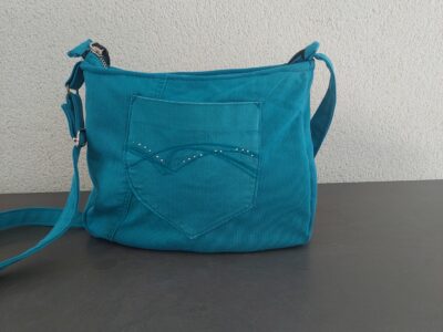 Sac bandoulière Jean Turquoise Tressé