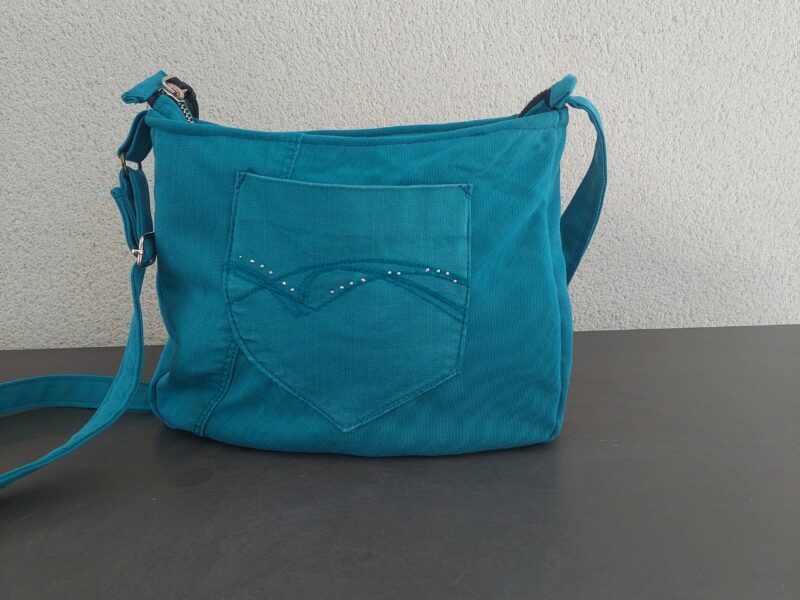 Sac bandoulière Jean Turquoise Tressé