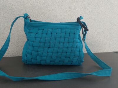 Sac bandoulière Jean Turquoise Tressé